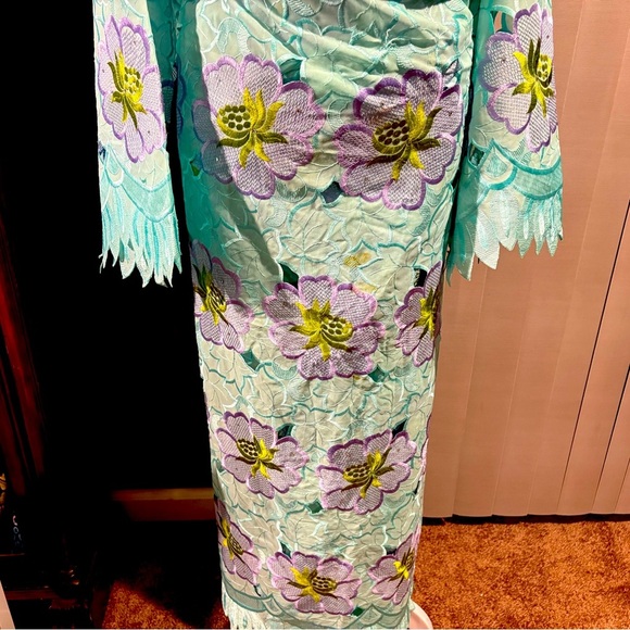 VTG African Nigeria Iro and Buba Womens Lace Set And Headtie - Picture 3 of 9